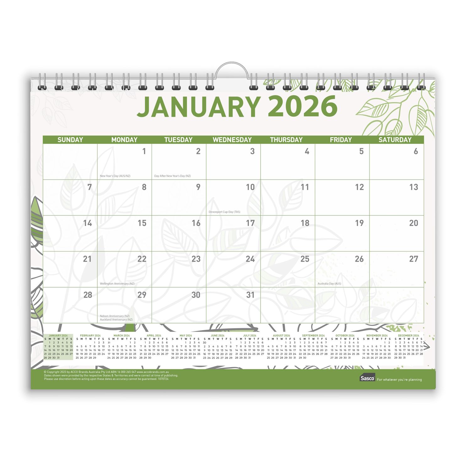 2025 Sasco Eco Wall Calendar 380x300mm Blue Ink Group