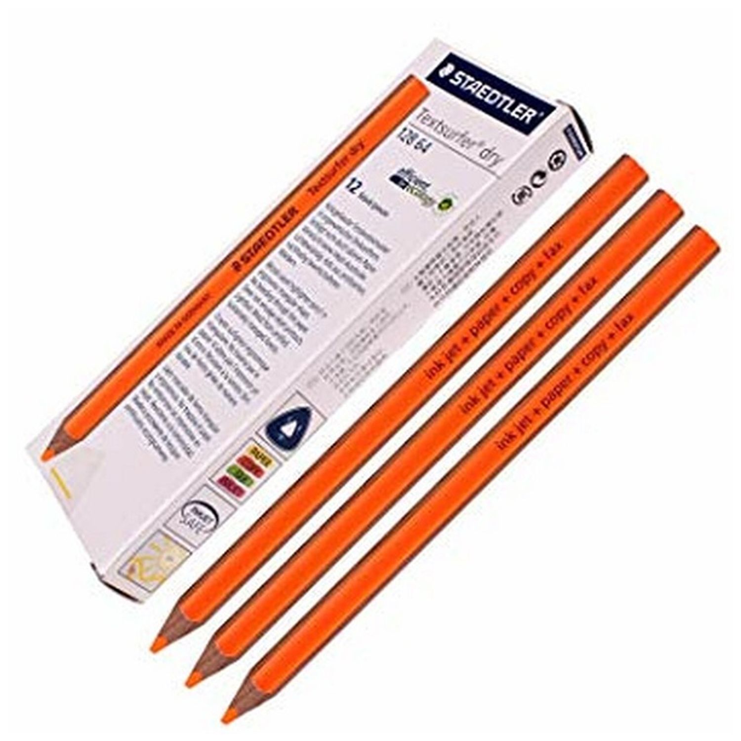 Staedtler Dry Triangular Pencil 128 Highlighter Orange Box 12