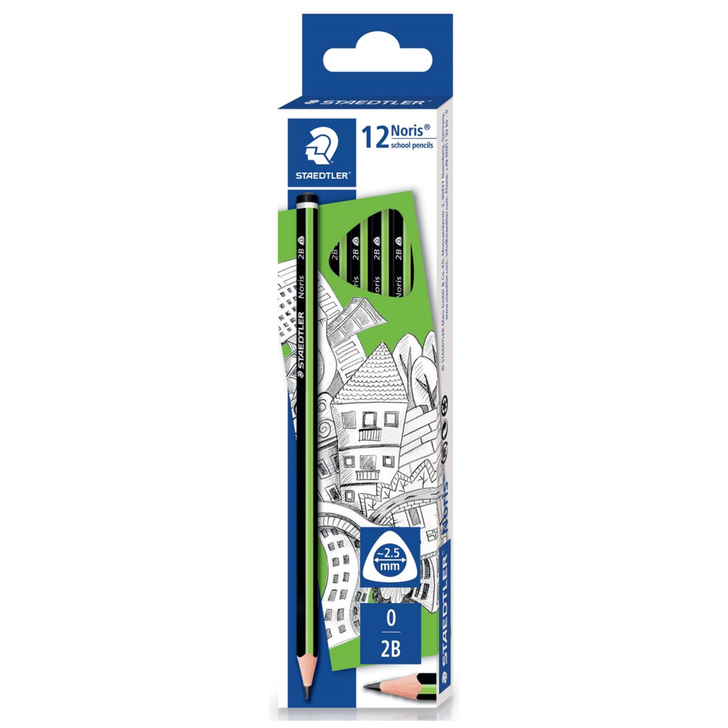 Staedtler Noris Triangular School Pencil 118 2B Box 12 Blue Ink