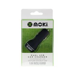 Moki Usb Car Charger Dual Usb Black