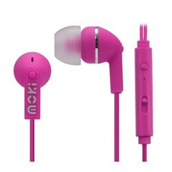 Moki Wired Earbuds Noise Isolation With Microphone/Control Pink
