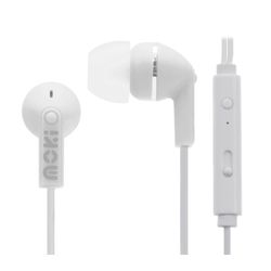 Moki Noise Isolation Earphones + Microphone White