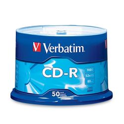 Verbatim Cdr 52x 700mb 80min Spindle 50 Pack