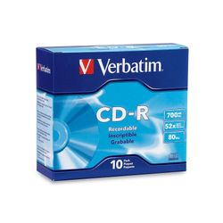 Verbatim Cdr 52x 700mb 80min Slim Case 10 Pack