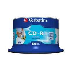 Verbatim Cdr 52x 700mb 80min White Print 50 Pack