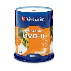 Verbatim Dvd-R 4.7gb Printable White 100 Pack