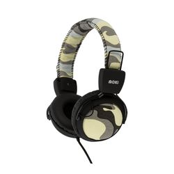 Moki Camo Wired Headphones + Inline Microphone Grey