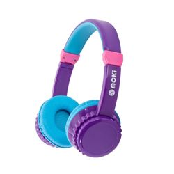 Moki PlaySafe Volume Limited Wireless Headphones Purple/Aqua