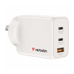 Verbatim Charger USB GaN 65W 2 USB-C + 1 USB-A White