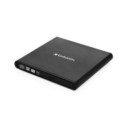 Verbatim CD/DVD Writer External Slimline Mobile Usb 2.0 Black