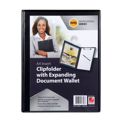 Marbig Clipfolder Insert With Expanding Pocket Black