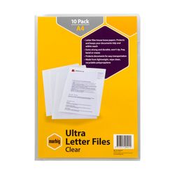Marbig Letter File A4 Ultra Clear Pack 10