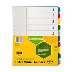 Marbig Indices & Dividers 10 Tab Pp A4 Extra Wide