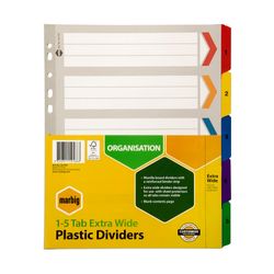 Marbig Indices & Dividers 1-5 Tab Manilla A4 Extra Wide