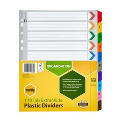 Marbig Indices & Dividers 1-10 Tab Manilla A4 Extra Wide