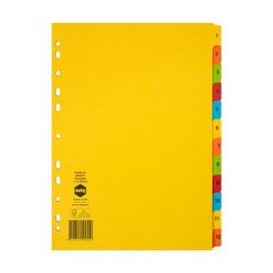 Marbig Indices & Dividers 1-12 Tab Manilla A4 Brights