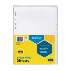 Marbig Indices & Dividers 10 Tab Manilla A4 White