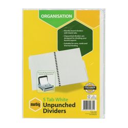 Marbig Indices & Dividers 5 Tab Manilla A4 Unpunched