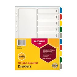 Marbig Indices & Dividers 10 Tab PP A4 Multi Colour