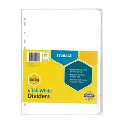 Marbig Indices & Dividers 6 Tab Manilla A4 White