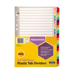 Marbig Indices & Dividers A-Z Tab Reinforced A4 Fluoro