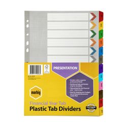 Marbig Indices & Dividers Financial Year Tab Reinforced A4 Colour