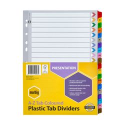 Marbig Indices & Dividers A-Z Tab Reinforced A4 Colour