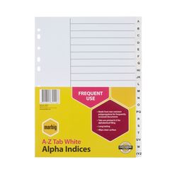 Marbig Indices & Dividers A-Z Tab PP A4 White