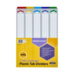 Marbig Indices & Dividers 5 Tab Reinforced A3 Landscape Colour