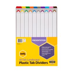 Marbig Indices & Dividers 10 Tab Reinforced A3 Landscape Colour
