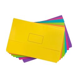 Marbig Slimpick Foolscap Cardboard Document Wallet Bright Assorted Pack 10