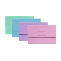 Marbig Slimpick Foolscap Cardboard Document Wallet Pastel Pack 10