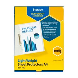 Marbig Sheet Protectors Light Weight A4 35um Copysafe Pack 100