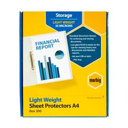Marbig Sheet Protectors Light Weight A4 35um Copysafe Pack 300