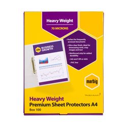 Marbig Sheet Protectors Heavy Weight A4 70um Copysafe Pack 100