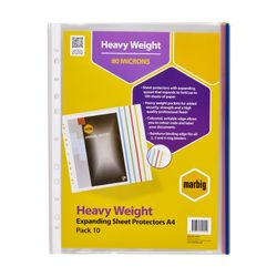 Marbig Sheet Protectors Heavyweight A4 Expanding Pack 10