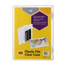 Marbig Plastic A4 Clear File Case With Clip