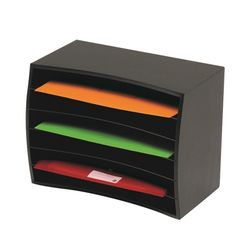 Marbig Desktop Organiser Wood 6 Tier Black