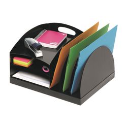 Marbig Desk Organiser Desktop Metal 2 Way Black