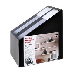 Marbig Simple Storage Magazine Holder 4 Section Black - Only 1 Remaining
