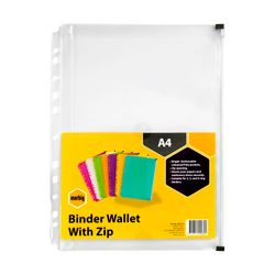 MarbigBinder Wallet A4 Right Side Zip Open Clear Pack 12