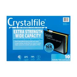 Crystalfile Extra Wide Suspension Files Foolscap Black Pack 10