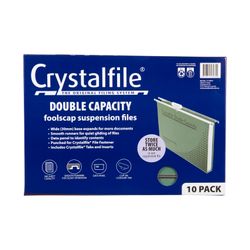 Crystalfile Complete Suspension Files Foolscap Double Capacity Pack 10