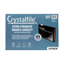 Crystalfile Extra Suspension Files Double Capacity Foolscap Black Pack 10