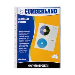 Cumberland CD Storage Pocket A4 With Index Card Pack 10