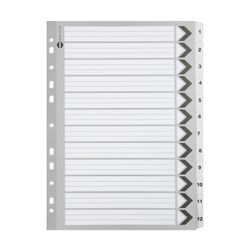 Marbig Indices & Dividers 1-12 Tab Reinforced A4 Black