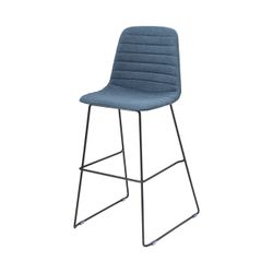 Sofia Barstool Black Sled Base Steel Blue Fabric