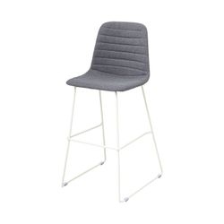 Sofia Barstool White Sled Base Pewter Fabric