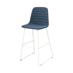 Sofia Barstool White Sled Base Steel Blue Fabric
