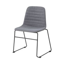 Sofia Chair Black Sled Base Pewter Fabric